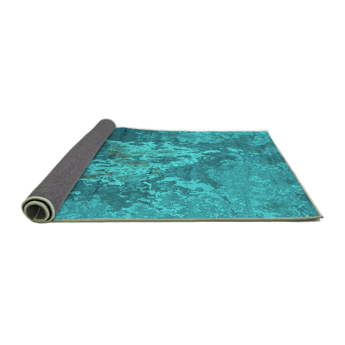 Sideview of Oriental Turquoise Industrial Rug, urb2065turq