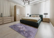 Mid-Century Modern Purple Oriental Rug in a Bedroom, urb2065