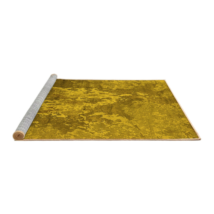 Sideview of Machine Washable Oriental Yellow Industrial Rug, wshurb2065yw