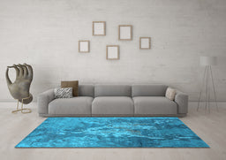 Machine Washable Oriental Light Blue Industrial Rug in a Living Room, wshurb2065lblu