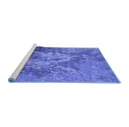 Sideview of Machine Washable Oriental Blue Industrial Rug, wshurb2065blu