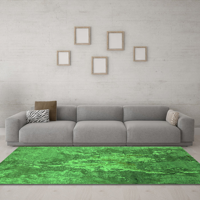 Machine Washable Oriental Green Industrial Area Rugs in a Living Room,, wshurb2065grn