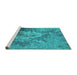 Sideview of Machine Washable Oriental Turquoise Industrial Area Rugs, wshurb2065turq