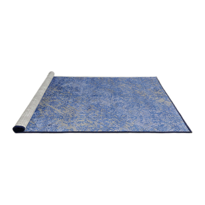 Sideview of Machine Washable Industrial Modern Blue Rug, wshurb2066