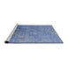 Sideview of Machine Washable Industrial Modern Blue Rug, wshurb2066