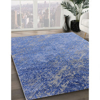 Mid-Century Modern Blue Oriental Rug, urb2066