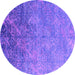 Round Oriental Purple Industrial Rug, urb2066pur