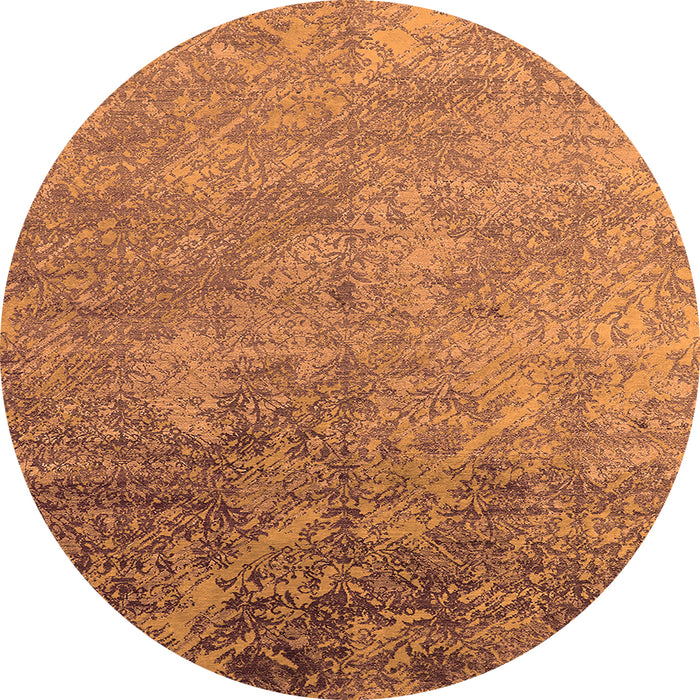 Round Machine Washable Oriental Orange Industrial Area Rugs, wshurb2066org