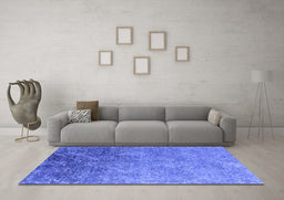 Machine Washable Oriental Blue Industrial Rug in a Living Room, wshurb2066blu