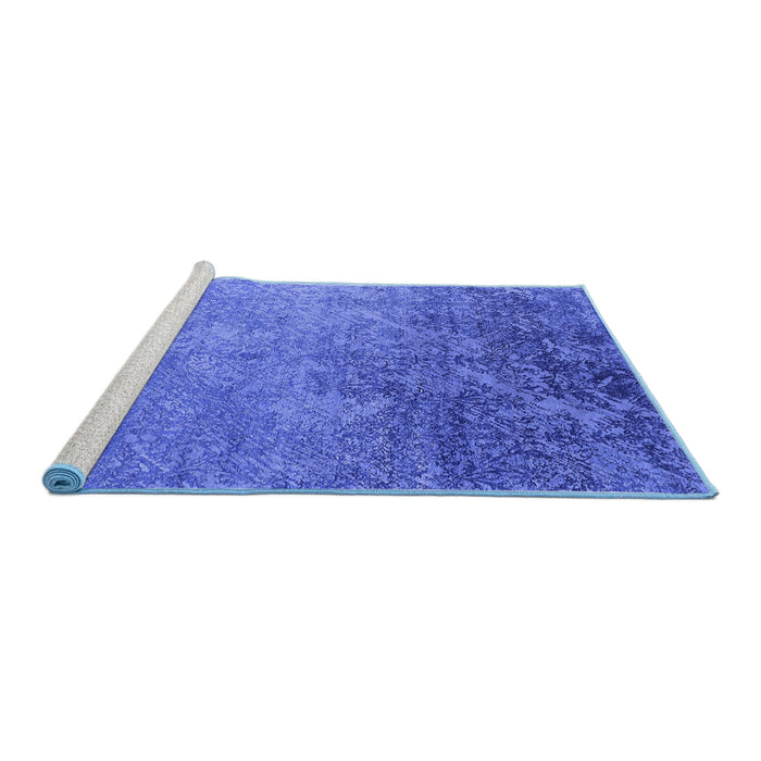 Sideview of Machine Washable Oriental Blue Industrial Rug, wshurb2066blu