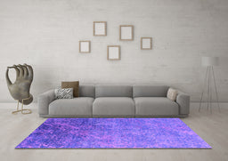 Machine Washable Oriental Purple Industrial Area Rugs in a Living Room, wshurb2066pur