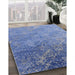 Mid-Century Modern Blue Oriental Rug in Family Room, urb2066