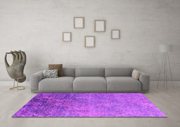 Machine Washable Oriental Pink Industrial Rug in a Living Room, wshurb2066pnk