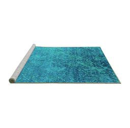 Sideview of Machine Washable Oriental Turquoise Industrial Area Rugs, wshurb2066turq