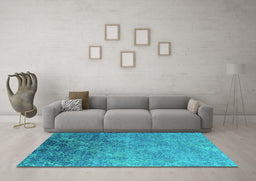 Machine Washable Oriental Turquoise Industrial Area Rugs in a Living Room,, wshurb2066turq