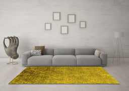 Machine Washable Oriental Yellow Industrial Rug in a Living Room, wshurb2066yw
