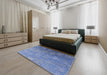 Mid-Century Modern Blue Oriental Rug in a Bedroom, urb2066