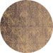 Round Oriental Brown Industrial Rug, urb2066brn