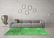 Machine Washable Oriental Emerald Green Industrial Area Rugs in a Living Room,, wshurb2067emgrn