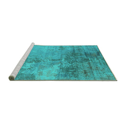 Sideview of Machine Washable Oriental Turquoise Industrial Area Rugs, wshurb2067turq