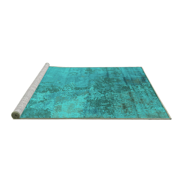 Sideview of Machine Washable Oriental Turquoise Industrial Area Rugs, wshurb2067turq