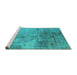 Sideview of Machine Washable Oriental Turquoise Industrial Area Rugs, wshurb2067turq