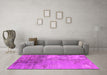 Machine Washable Oriental Pink Industrial Rug in a Living Room, wshurb2067pnk