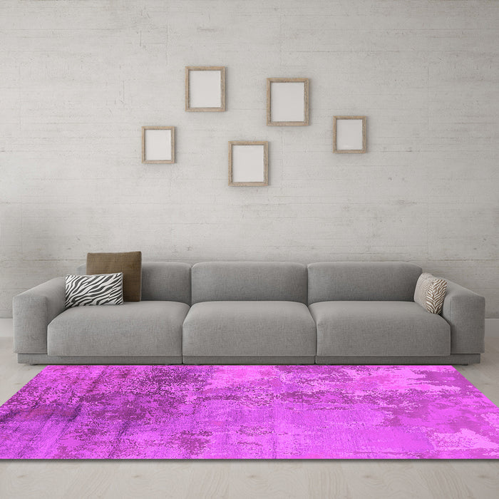 Machine Washable Oriental Pink Industrial Rug in a Living Room, wshurb2067pnk