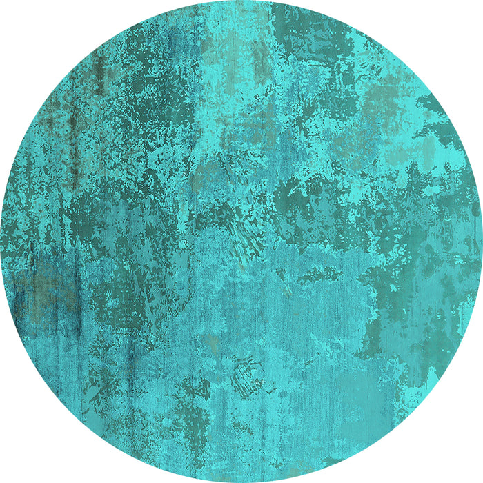 Round Oriental Turquoise Industrial Rug, urb2067turq