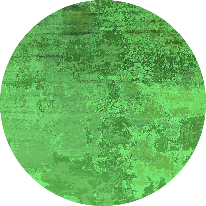 Round Oriental Green Industrial Rug, urb2067grn