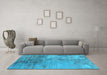 Machine Washable Oriental Light Blue Industrial Rug in a Living Room, wshurb2067lblu