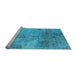 Sideview of Machine Washable Oriental Light Blue Industrial Rug, wshurb2067lblu