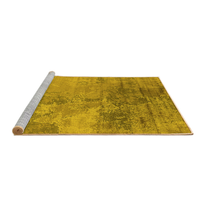 Sideview of Machine Washable Oriental Yellow Industrial Rug, wshurb2067yw