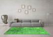 Machine Washable Oriental Green Industrial Area Rugs in a Living Room,, wshurb2067grn