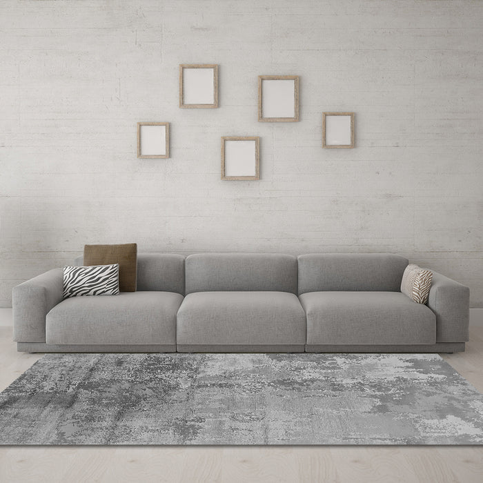 Machine Washable Oriental Gray Industrial Rug in a Living Room,, wshurb2067gry