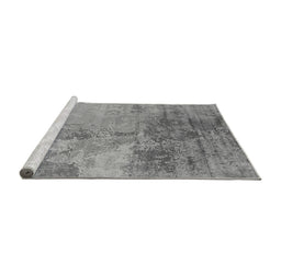 Sideview of Machine Washable Oriental Gray Industrial Rug, wshurb2067gry