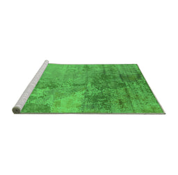 Sideview of Machine Washable Oriental Green Industrial Area Rugs, wshurb2067grn