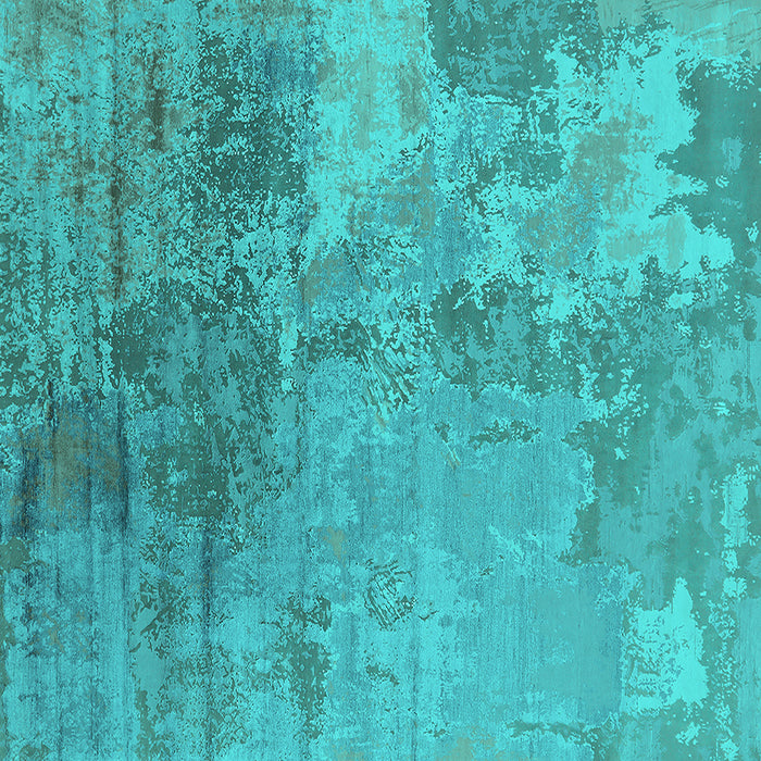 Square Oriental Turquoise Industrial Rug, urb2067turq