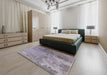 Mid-Century Modern Purple Oriental Rug in a Bedroom, urb2067