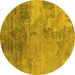 Round Oriental Yellow Industrial Rug, urb2067yw