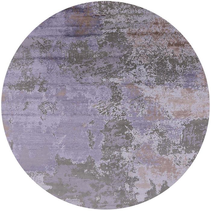 Round Mid-Century Modern Purple Oriental Rug, urb2067