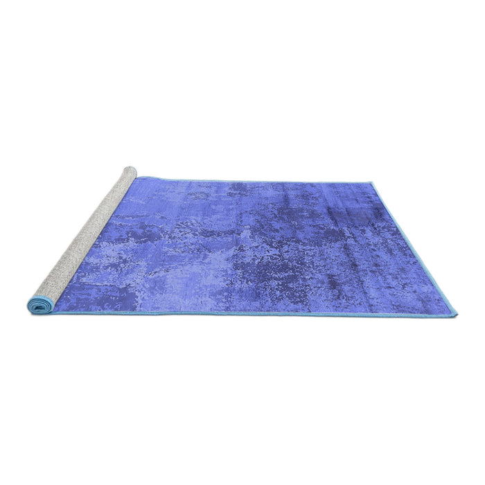 Sideview of Machine Washable Oriental Blue Industrial Rug, wshurb2067blu