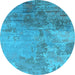 Round Oriental Light Blue Industrial Rug, urb2067lblu