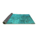 Sideview of Oriental Turquoise Industrial Rug, urb2067turq