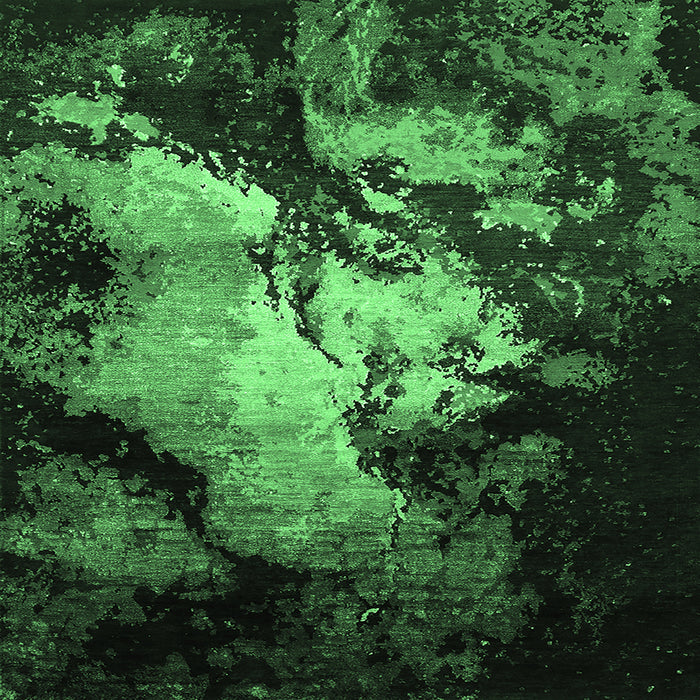 Square Oriental Emerald Green Industrial Rug, urb2068emgrn