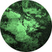 Round Oriental Emerald Green Industrial Rug, urb2068emgrn