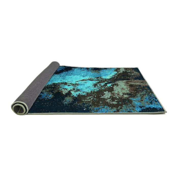 Sideview of Oriental Turquoise Industrial Rug, urb2068turq