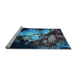 Sideview of Machine Washable Oriental Light Blue Industrial Rug, wshurb2068lblu