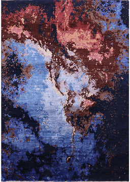 Mid-Century Modern Deep Purple Oriental Rug, urb2068