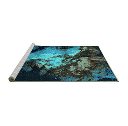 Sideview of Machine Washable Oriental Turquoise Industrial Area Rugs, wshurb2068turq